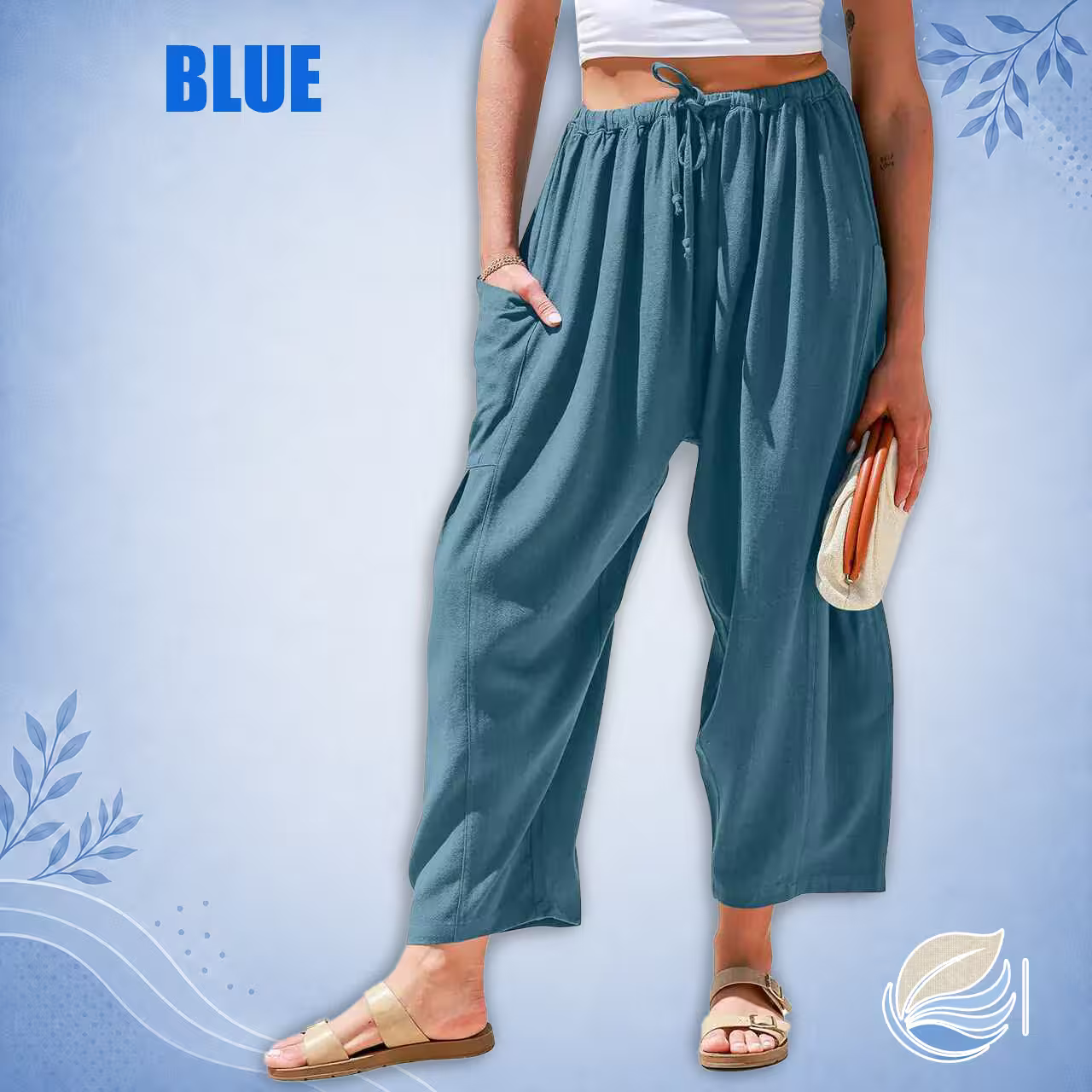 BreezyLinen Relaxed Linen-Blend Palazzo Pants