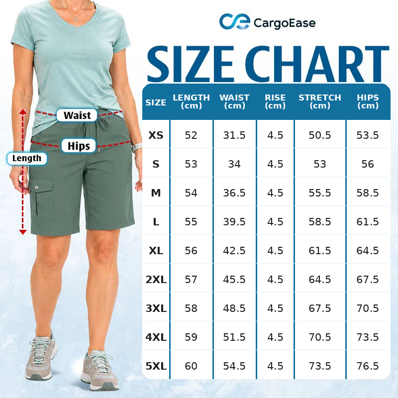 CargoEase - Women 6 Pockets Lightweight Hiking Cargo Shorts