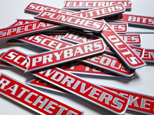 🔥Hot Sale 49% OFF - Custom Premium Magnetic Toolbox Labels for Tool Organization - 12 Pack of High Quality 3D Printed Personalized Magnets