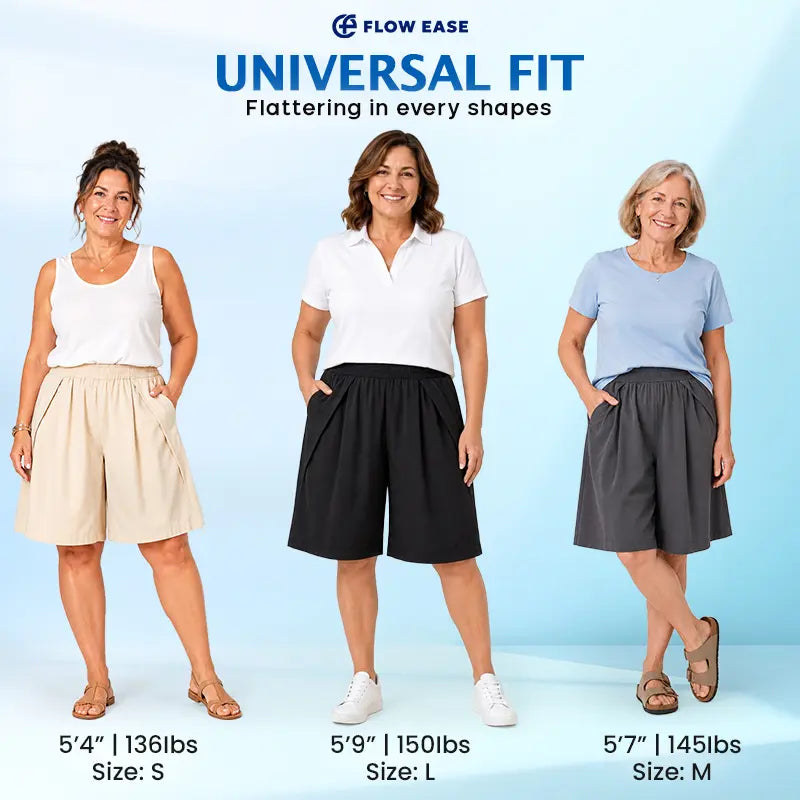 FlowEase knee-length shorts fit detail