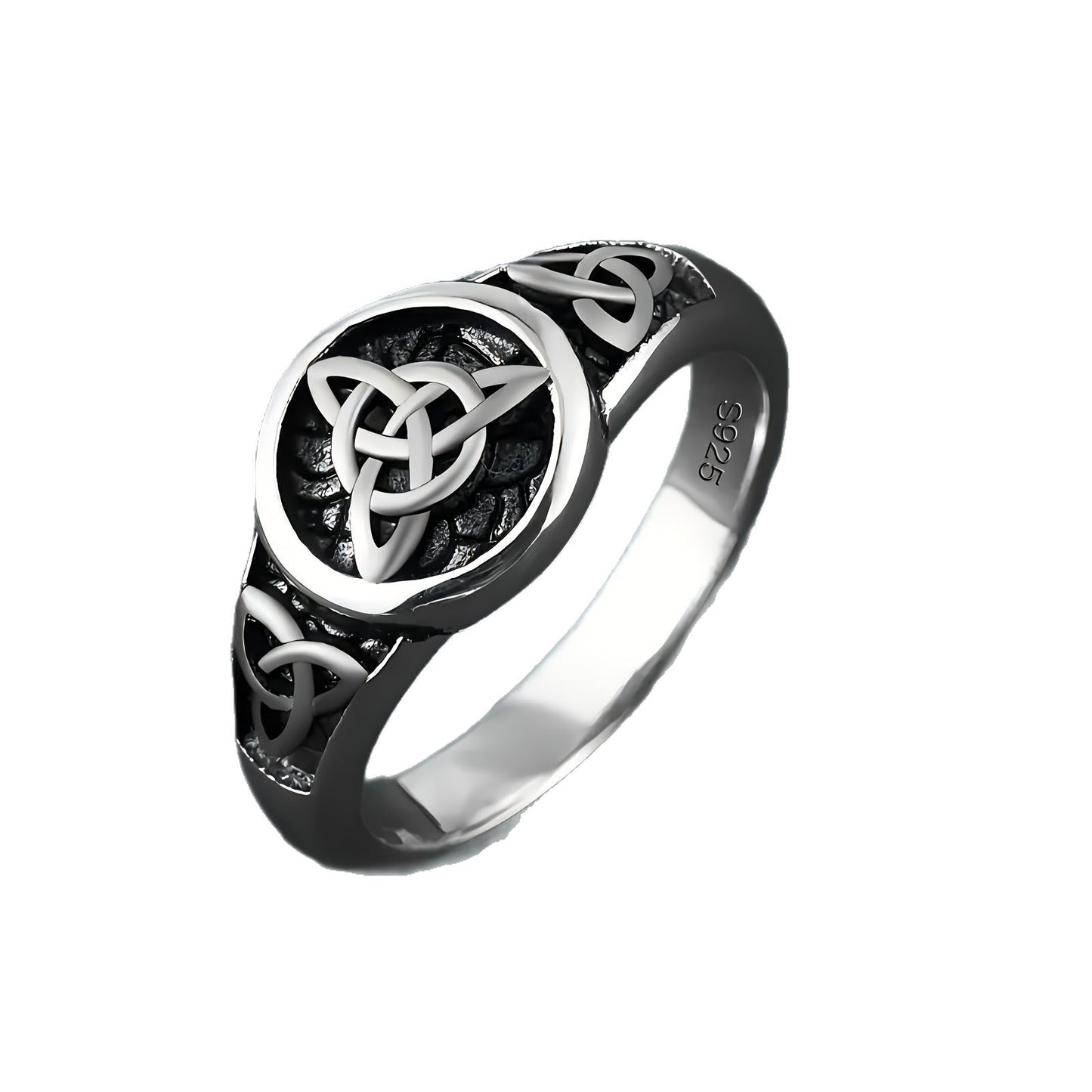🔥Hot Sale 🔥Vintage Thai Silver Celtic Knot Trinity Talisman With Diamond Set Ring