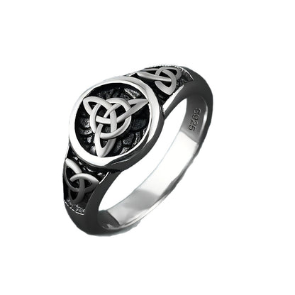 🔥Hot Sale 🔥Vintage Thai Silver Celtic Knot Trinity Talisman With Diamond Set Ring