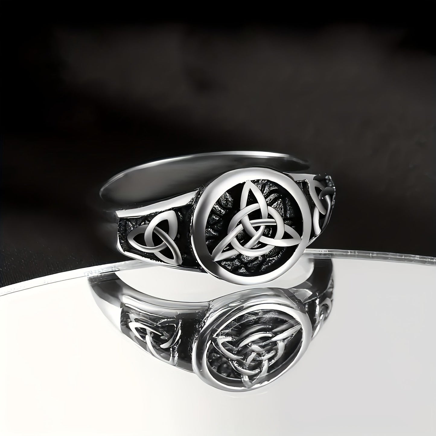🔥Hot Sale 🔥Vintage Thai Silver Celtic Knot Trinity Talisman With Diamond Set Ring