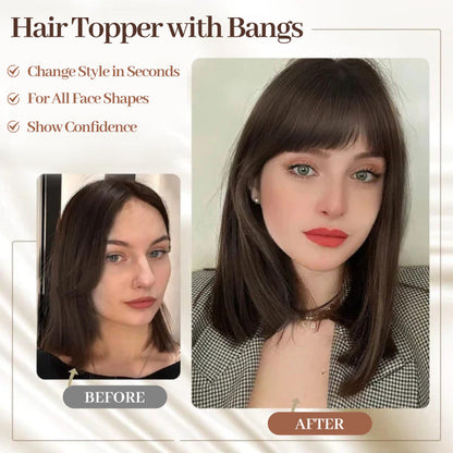 🔥Hot Sale 🔥Natural Hair Toppers with Bangs for Women
