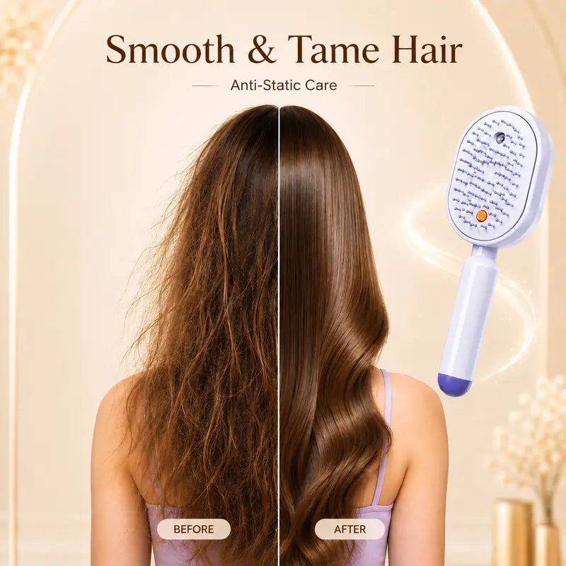 ❤️Flash Sale 50% OFF🔥Electric Mist Massage Hair Brush - Self-Cleaning Essential Oil Mist, Anti-Static Volumizing Hairbrush, Ideal Hair Care Gift