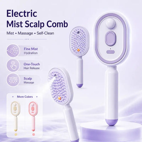 ❤️Flash Sale 50% OFF🔥Electric Mist Massage Hair Brush - Self-Cleaning Essential Oil Mist, Anti-Static Volumizing Hairbrush, Ideal Hair Care Gift