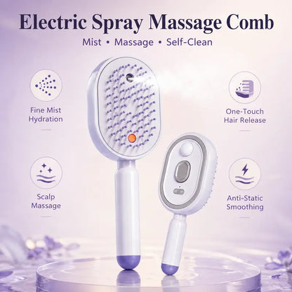 ❤️Flash Sale 50% OFF🔥Electric Mist Massage Hair Brush - Self-Cleaning Essential Oil Mist, Anti-Static Volumizing Hairbrush, Ideal Hair Care Gift