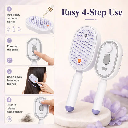 ❤️Flash Sale 50% OFF🔥Electric Mist Massage Hair Brush - Self-Cleaning Essential Oil Mist, Anti-Static Volumizing Hairbrush, Ideal Hair Care Gift