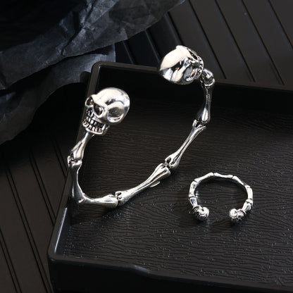 🔥Hot Sale 50% OFF🔥Retro Exaggerated Skull Bone Alloy Open Bracelet