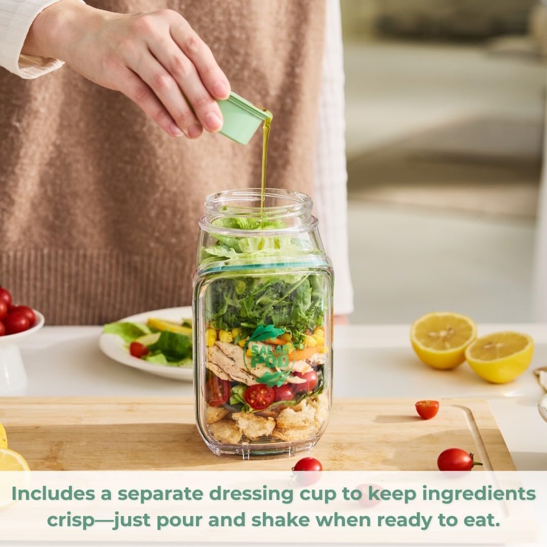 🔥LAST DAY SALE 50% OFF🔥Durable, shatterproof, leak-proof Mason jar-style salad container, perfect for home, office, outdoor use, and travel