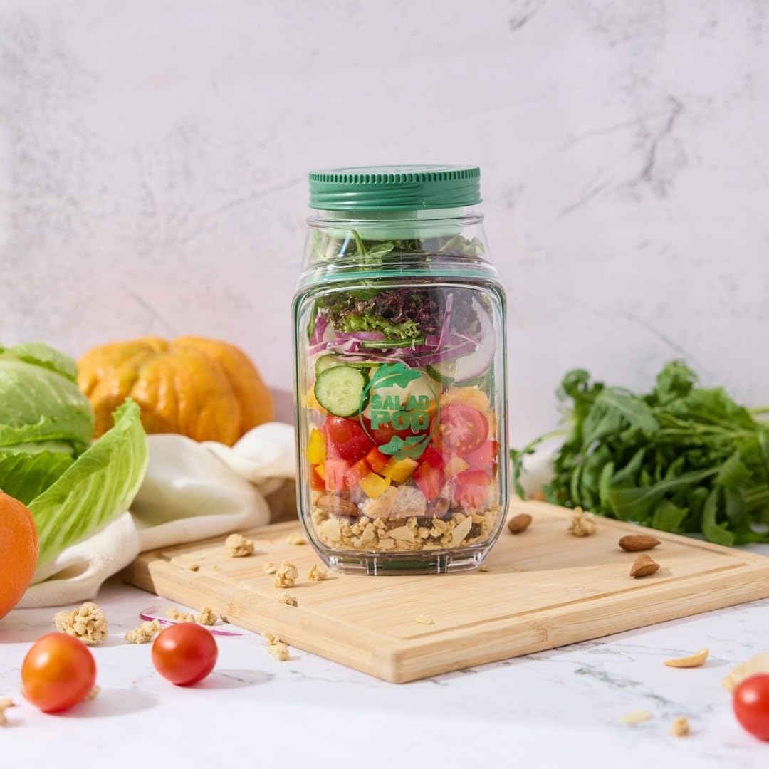 🔥LAST DAY SALE 50% OFF🔥Durable, shatterproof, leak-proof Mason jar-style salad container, perfect for home, office, outdoor use, and travel