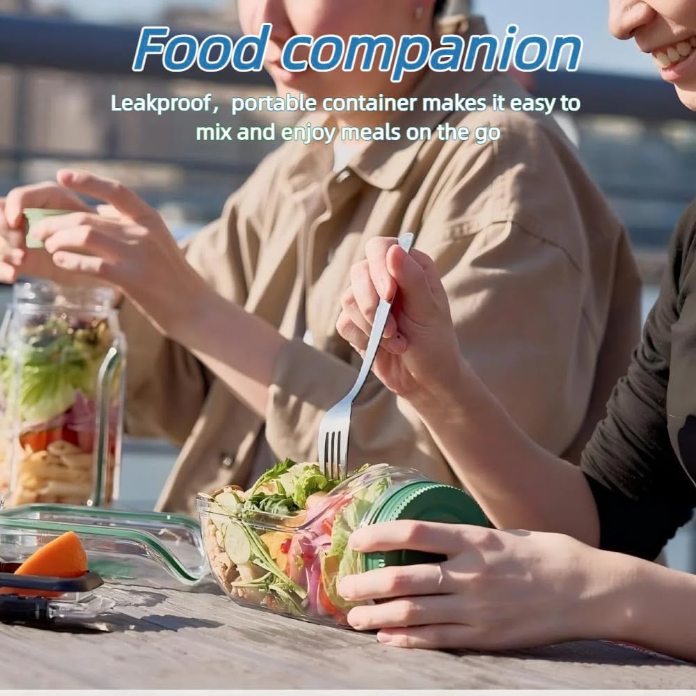🔥LAST DAY SALE 50% OFF🔥Durable, shatterproof, leak-proof Mason jar-style salad container, perfect for home, office, outdoor use, and travel