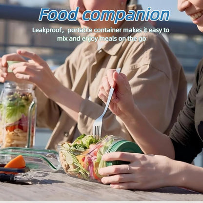 🔥LAST DAY SALE 50% OFF🔥Durable, shatterproof, leak-proof Mason jar-style salad container, perfect for home, office, outdoor use, and travel