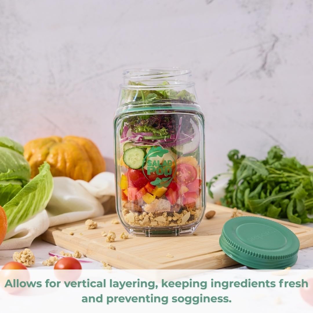 🔥LAST DAY SALE 50% OFF🔥Durable, shatterproof, leak-proof Mason jar-style salad container, perfect for home, office, outdoor use, and travel