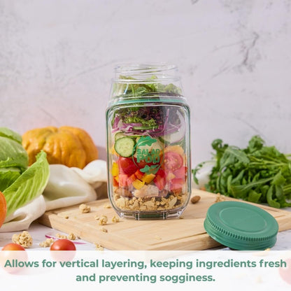 🔥LAST DAY SALE 50% OFF🔥Durable, shatterproof, leak-proof Mason jar-style salad container, perfect for home, office, outdoor use, and travel