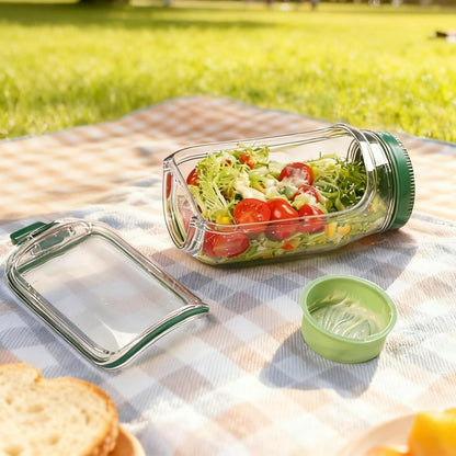 🔥LAST DAY SALE 50% OFF🔥Durable, shatterproof, leak-proof Mason jar-style salad container, perfect for home, office, outdoor use, and travel
