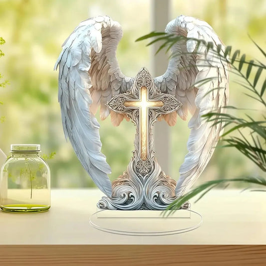 🔥Hot Sale 🔥-⭐Gorgeous Angel Wings Cross Decoration