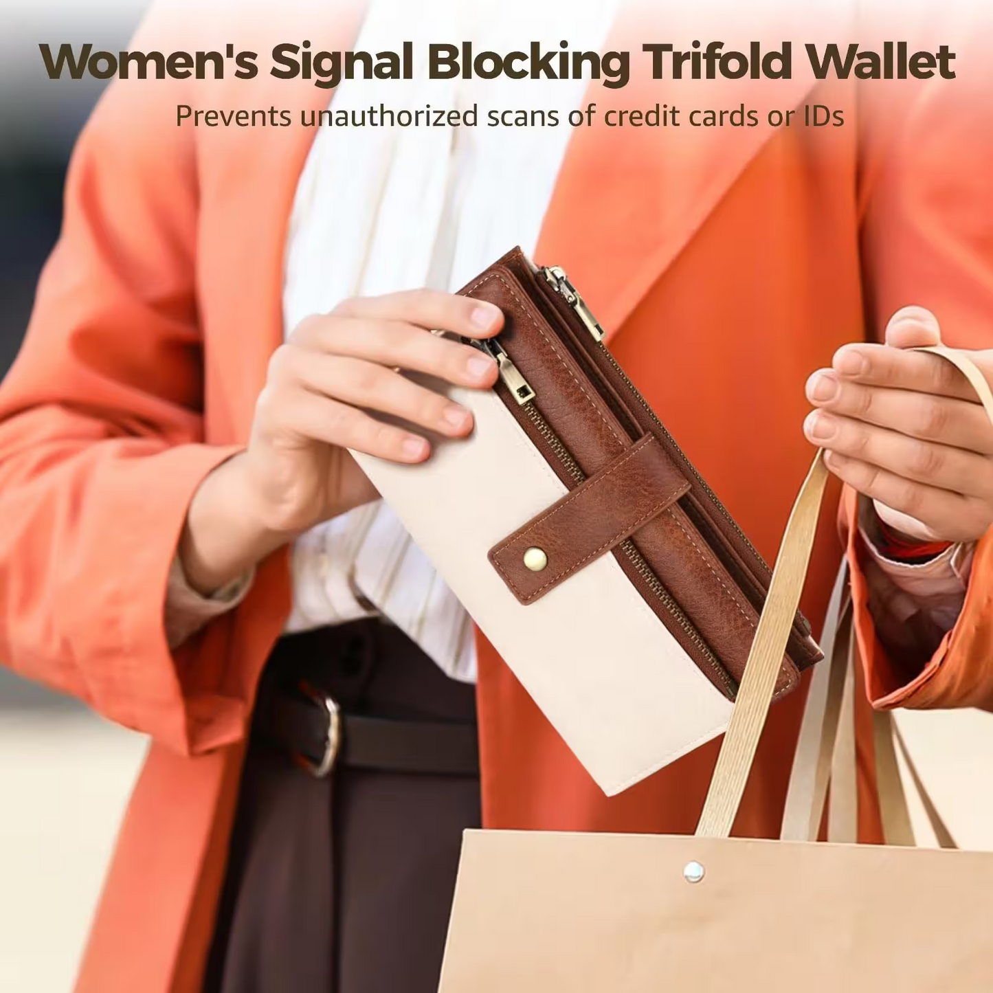 Women's Trifold RFID Blocking PU Leather Wallet