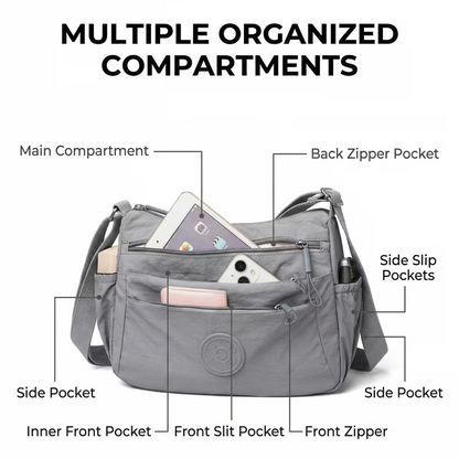 👜Women Solid Color Fashionable Multi-pocket Zipper Crossbody Bag