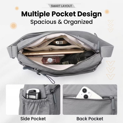 👜Women Solid Color Fashionable Multi-pocket Zipper Crossbody Bag