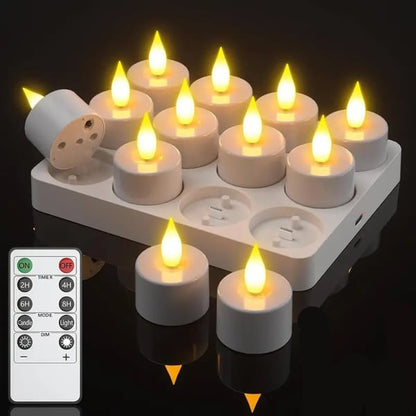 🔥Hot Sale 50% OFF🔥Flameless Candles, 2025 12pcs USB Rechargeable Tea Lights Candles