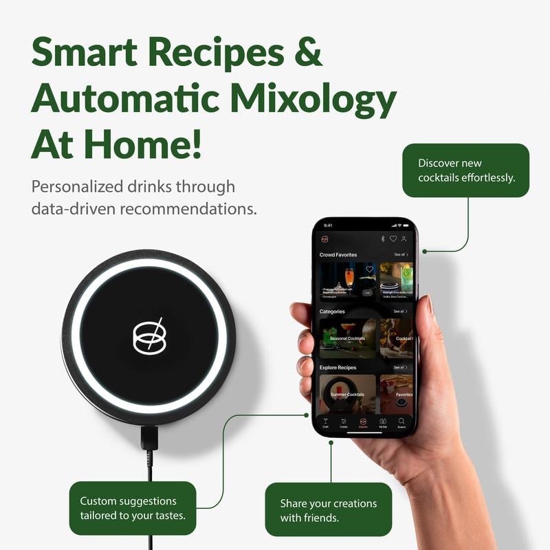 🔥Hot Sale 50% OFF🔥The Barsys 2.0 Coaster | Effortless. Professional Cocktails at Home 💡🔒