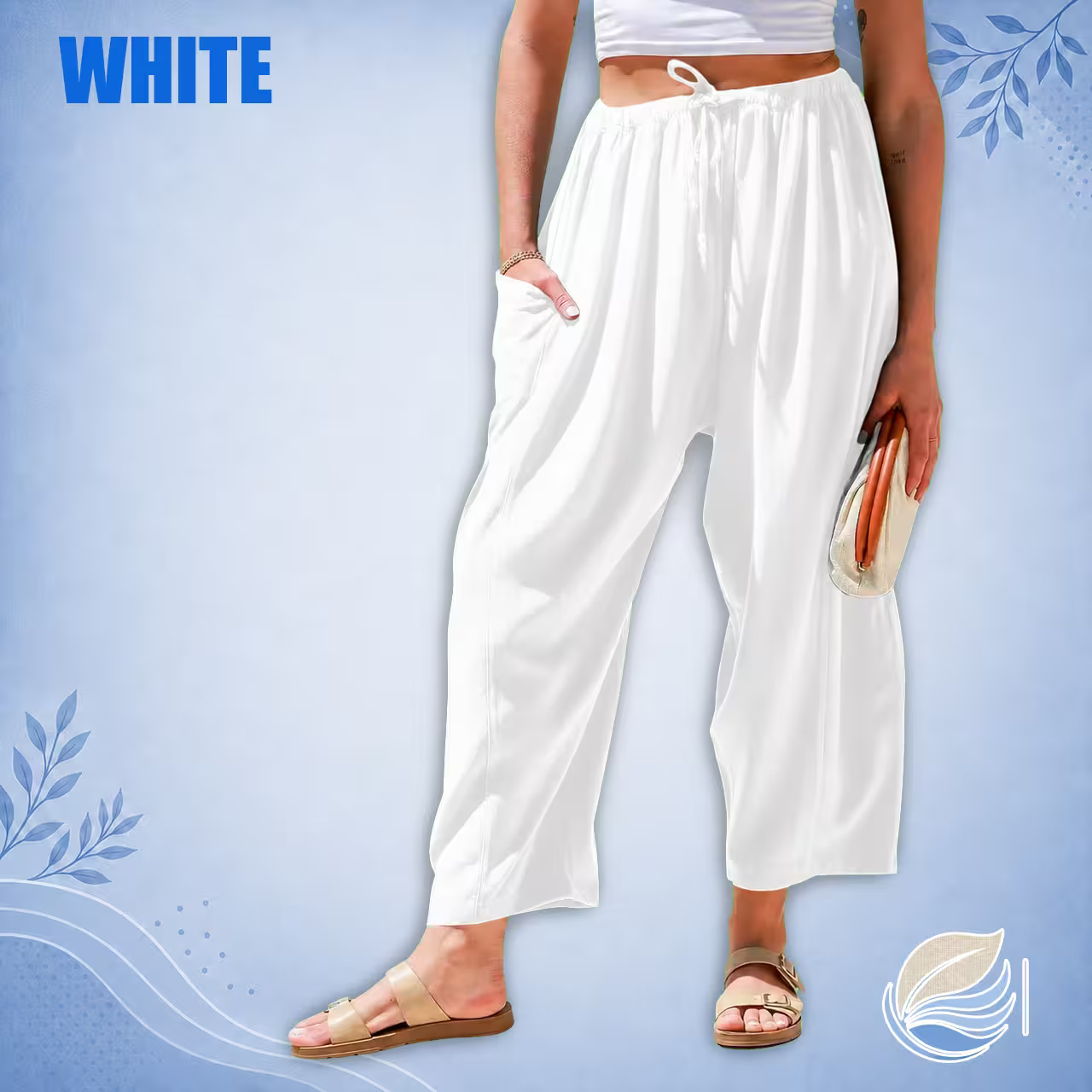 BreezyLinen Relaxed Linen-Blend Palazzo Pants