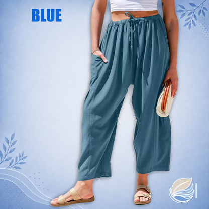 BreezyLinen Relaxed Linen-Blend Palazzo Pants