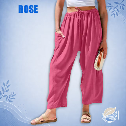 BreezyLinen Relaxed Linen-Blend Palazzo Pants