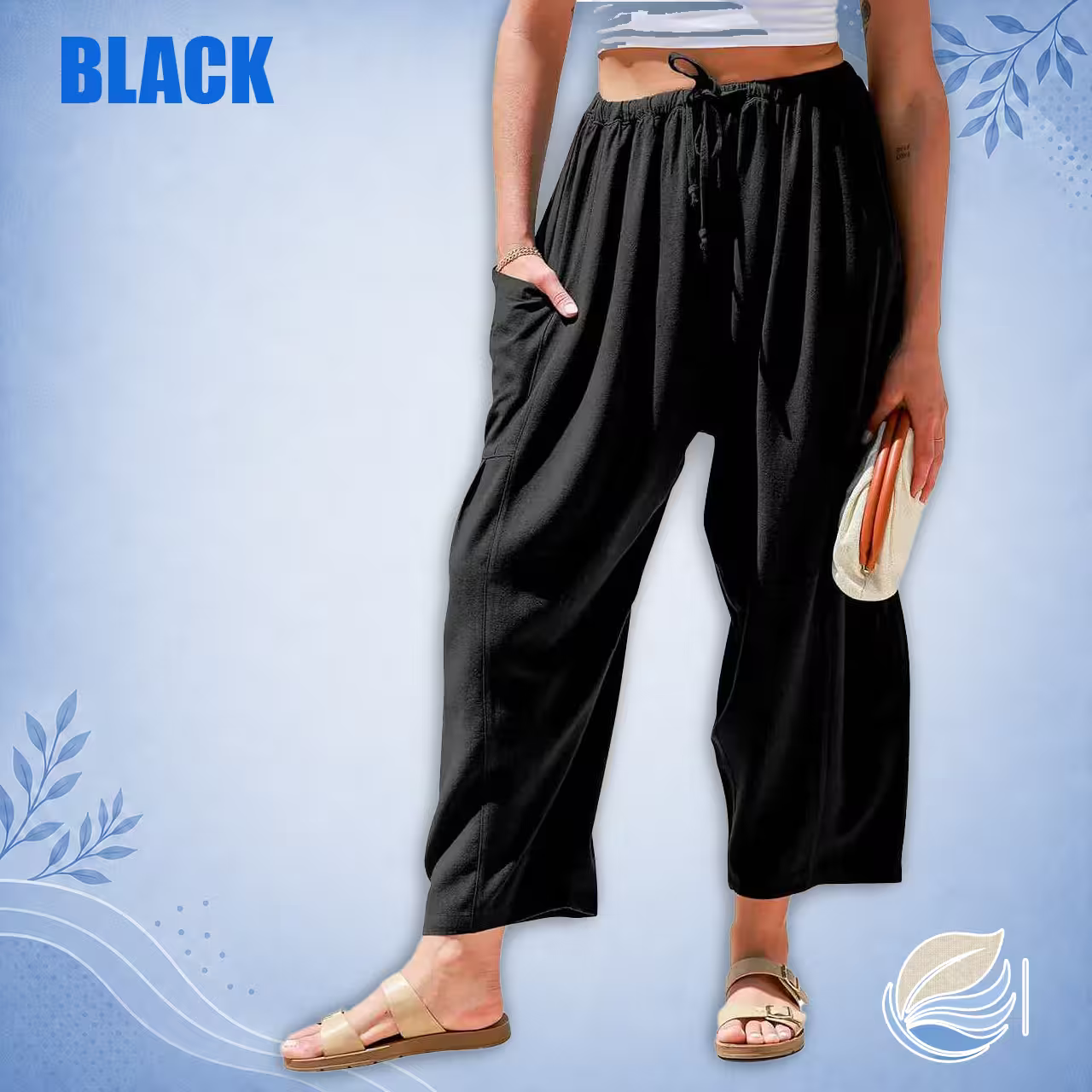 BreezyLinen Relaxed Linen-Blend Palazzo Pants