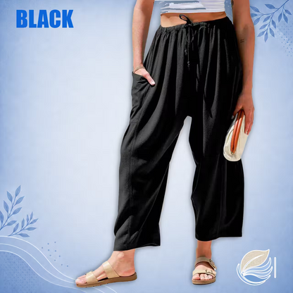 BreezyLinen Relaxed Linen-Blend Palazzo Pants