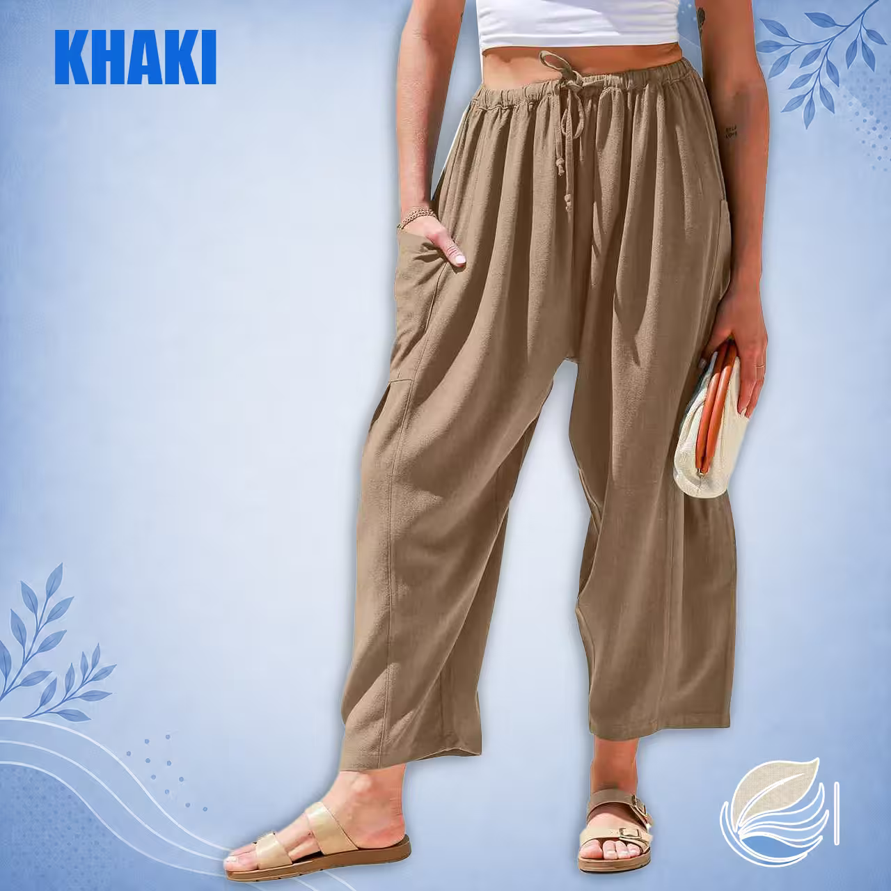 BreezyLinen Relaxed Linen-Blend Palazzo Pants