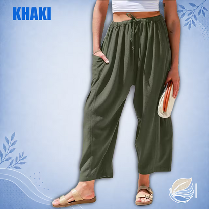 BreezyLinen Relaxed Linen-Blend Palazzo Pants