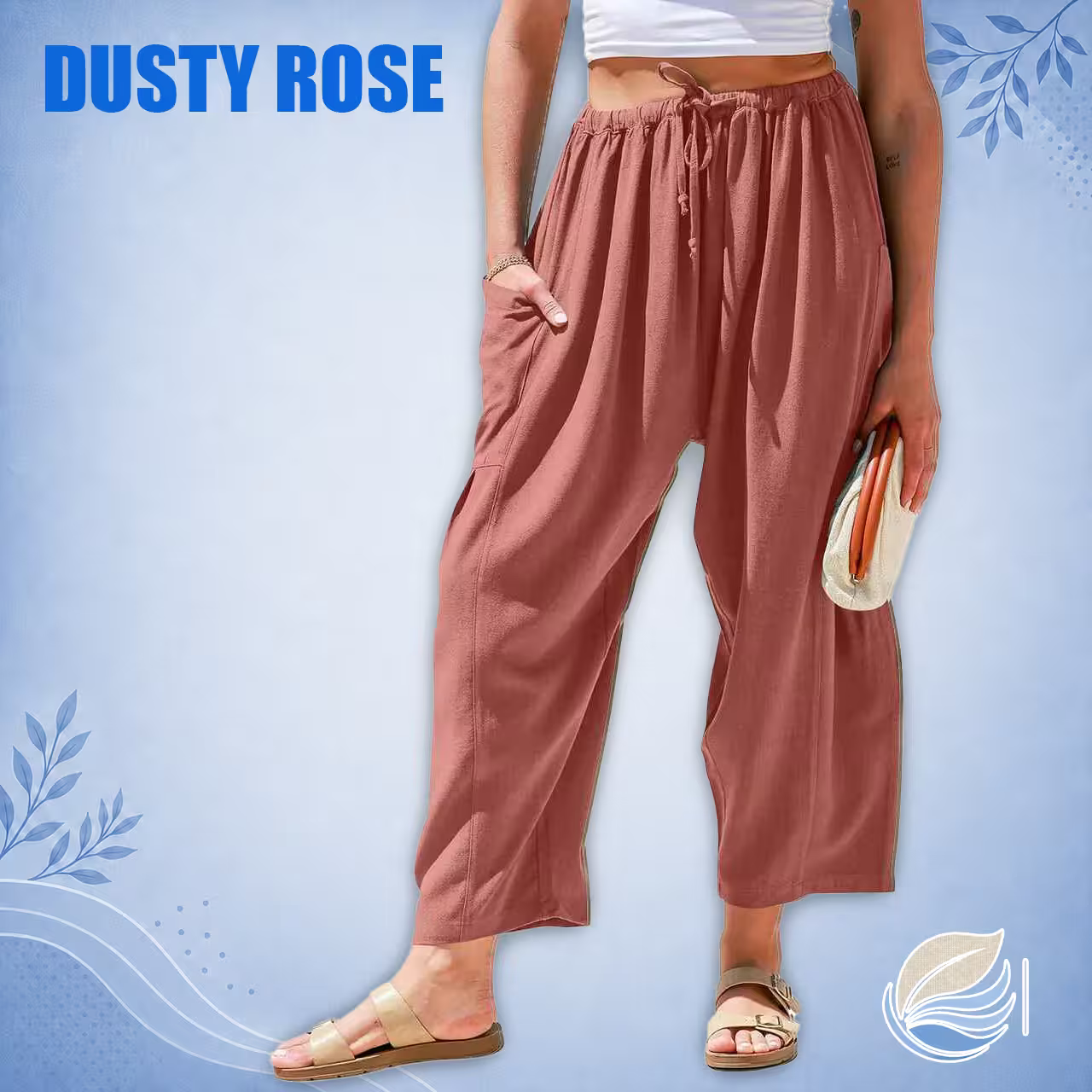 BreezyLinen Relaxed Linen-Blend Palazzo Pants