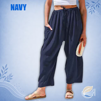 BreezyLinen Relaxed Linen-Blend Palazzo Pants