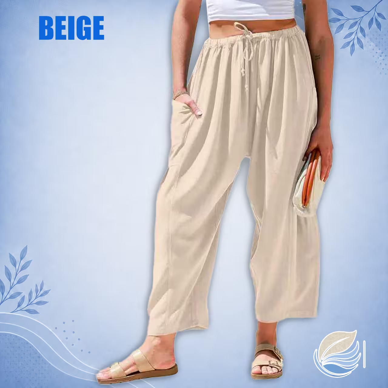 BreezyLinen Relaxed Linen-Blend Palazzo Pants