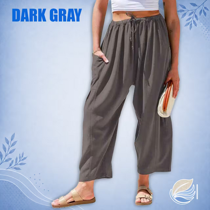 BreezyLinen Relaxed Linen-Blend Palazzo Pants