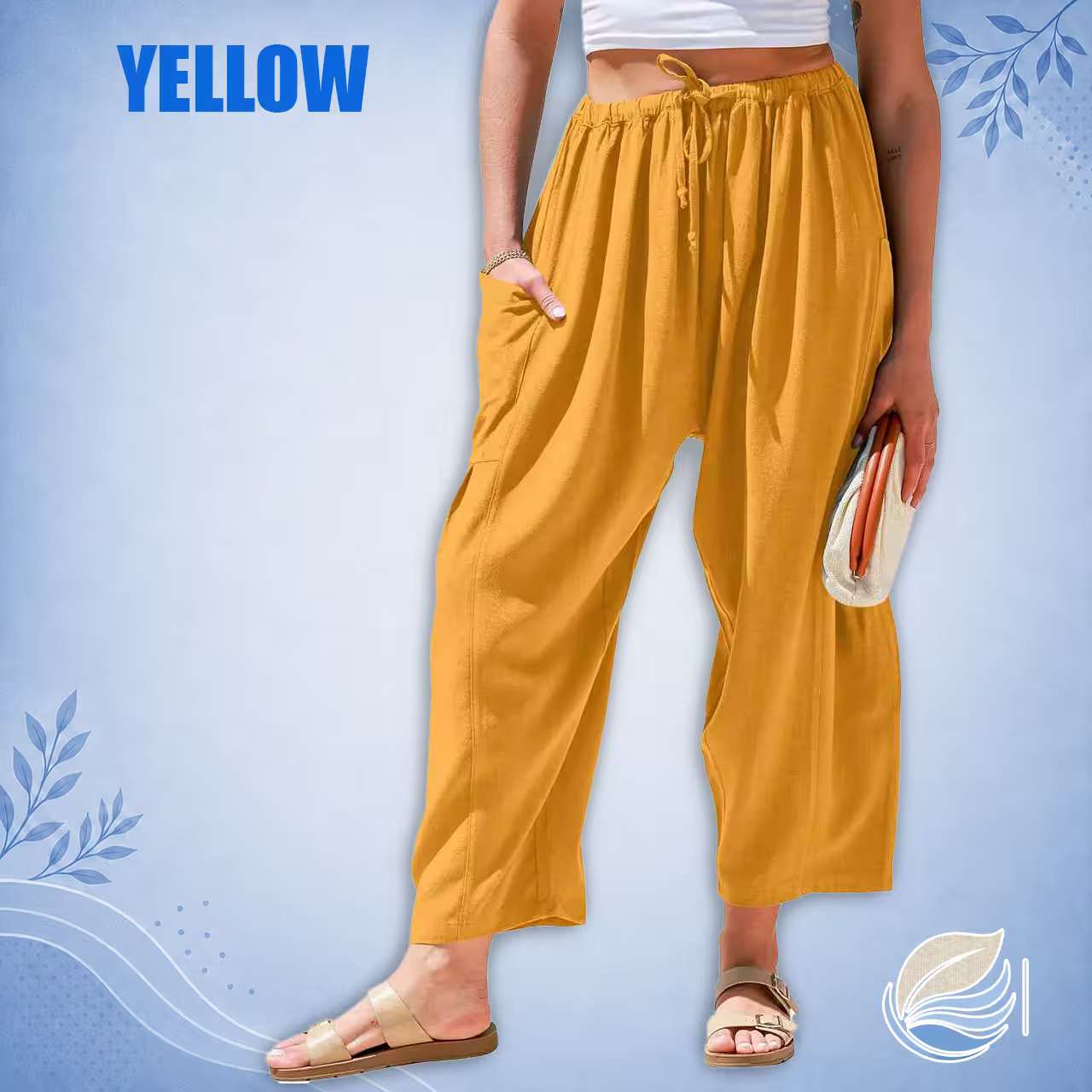BreezyLinen Relaxed Linen-Blend Palazzo Pants