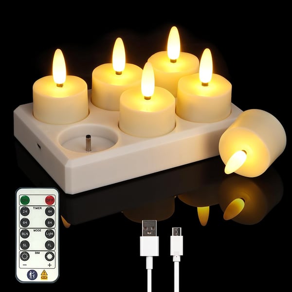 🔥Hot Sale 50% OFF🔥Flameless Candles, 2025 12pcs USB Rechargeable Tea Lights Candles