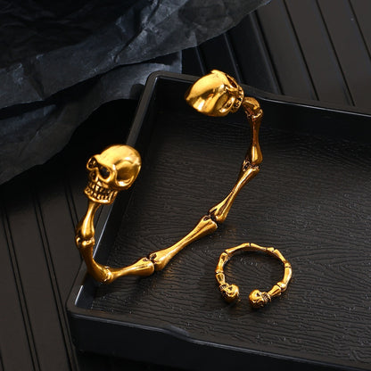 🔥Hot Sale 50% OFF🔥Retro Exaggerated Skull Bone Alloy Open Bracelet