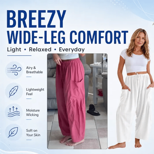 BreezeLinen - Women’s Relaxed Linen-Blend Palazzo Pants for Beach, Travel & Everyday Wear