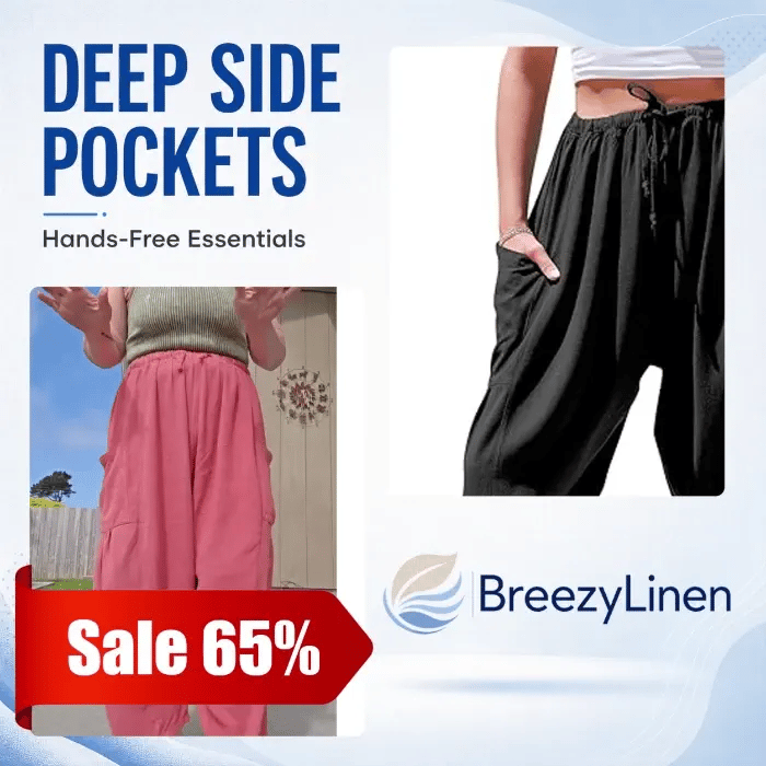 BreezeLinen - Women’s Relaxed Linen-Blend Palazzo Pants for Beach, Travel & Everyday Wear