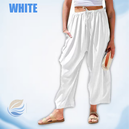 BreezyLinen - Women’s Relaxed Linen-Blend Palazzo Pants for Beach, Travel & Everyday Wear