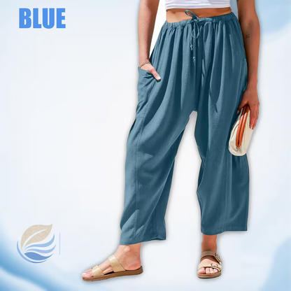 BreezyLinen - Women’s Relaxed Linen-Blend Palazzo Pants for Beach, Travel & Everyday Wear