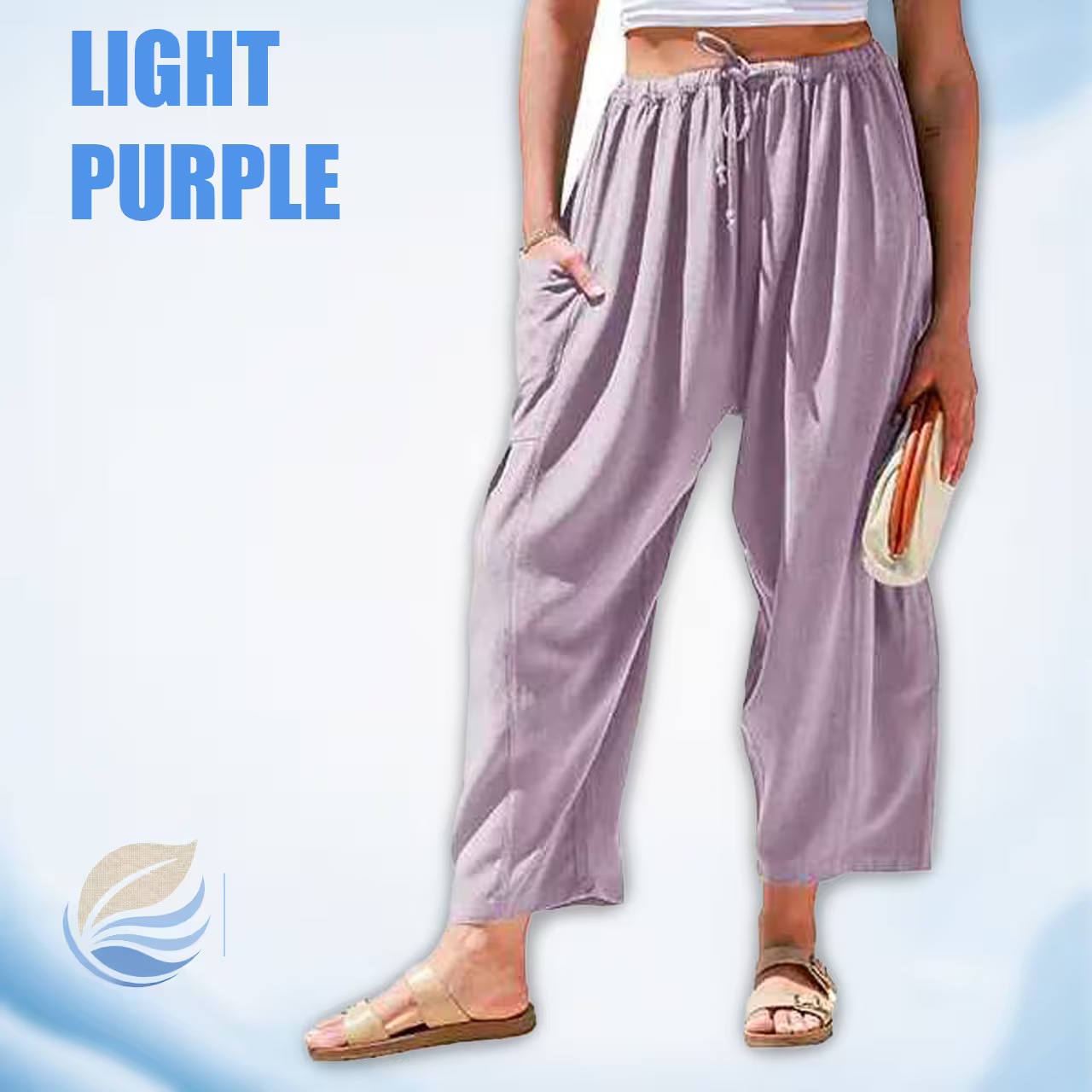 BreezyLinen - Women’s Relaxed Linen-Blend Palazzo Pants for Beach, Travel & Everyday Wear