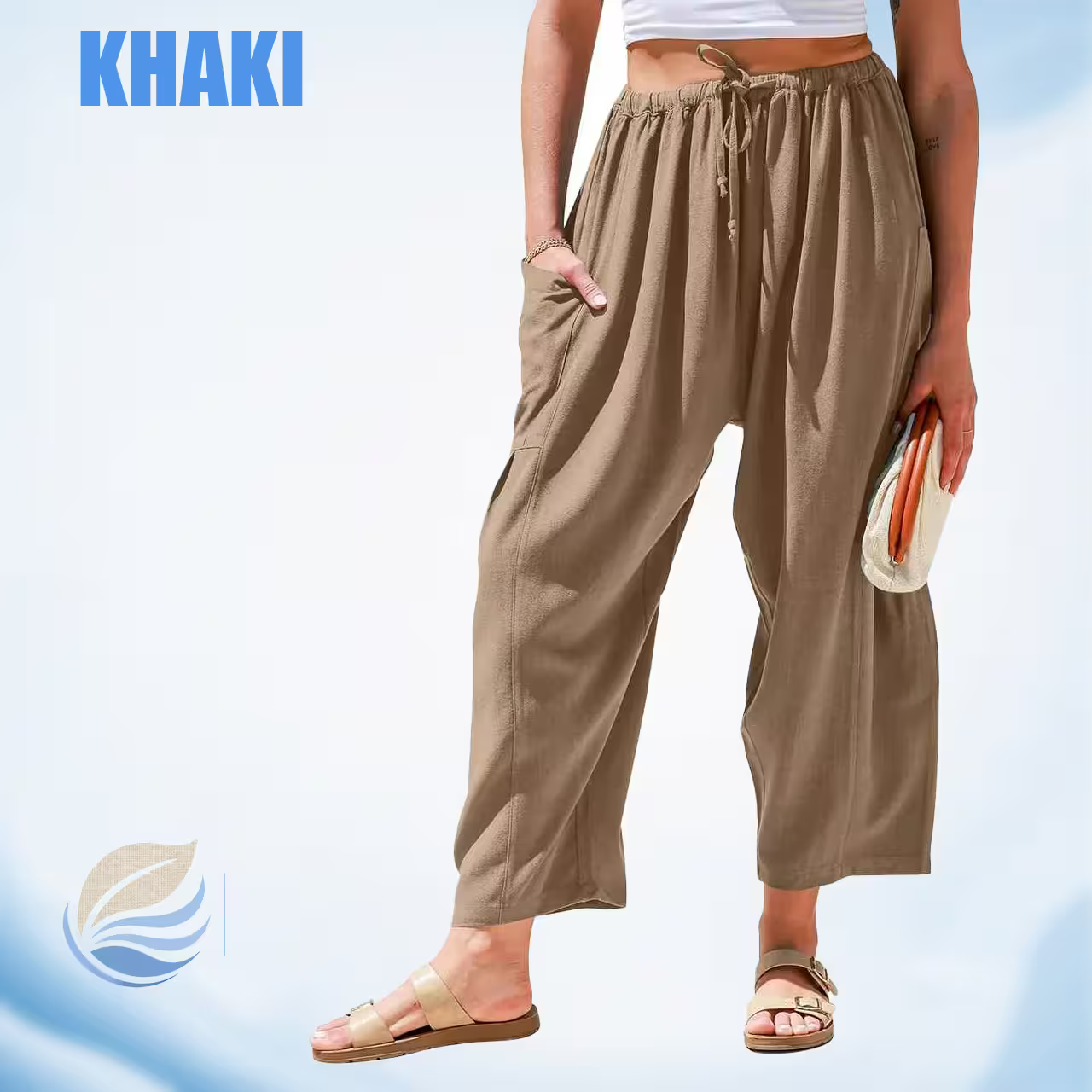 BreezyLinen - Women’s Relaxed Linen-Blend Palazzo Pants for Beach, Travel & Everyday Wear