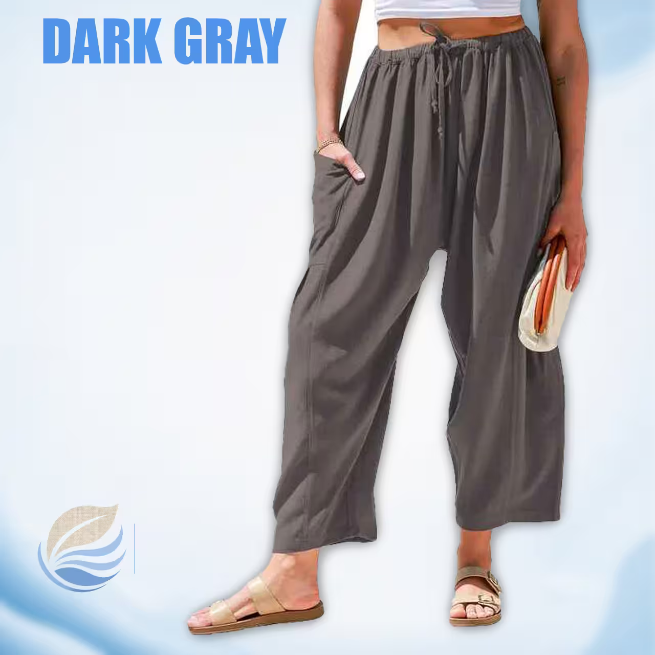 BreezyLinen - Women’s Relaxed Linen-Blend Palazzo Pants for Beach, Travel & Everyday Wear
