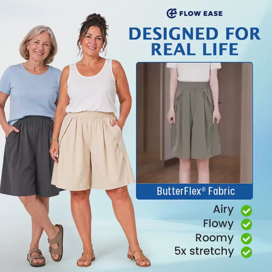 FlowEase - Cooling Stretch Knee-Length Shorts for Women
