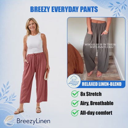 BreezyLinen Relaxed Linen-Blend Palazzo Pants