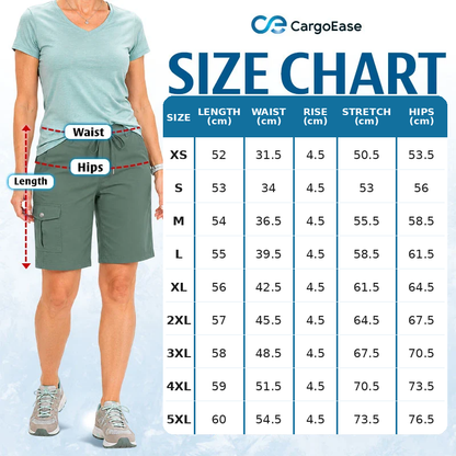 CargoEase - Women 6 Pockets Lightweight Hiking Cargo Shorts